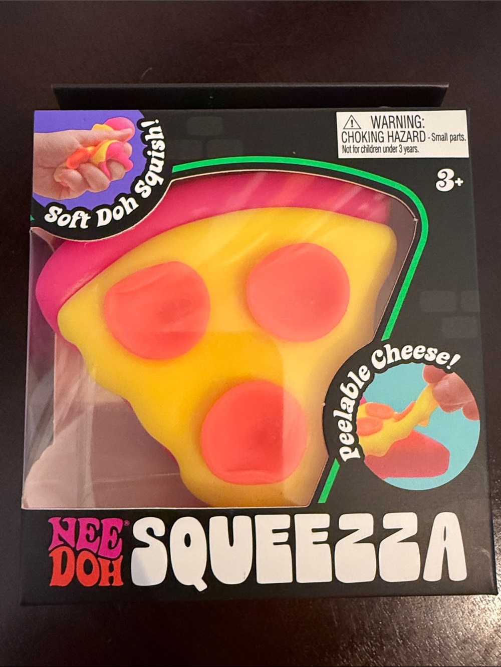 Authentic Needoh Squeezza Pizza Squishy Toy - Pink & Yellow